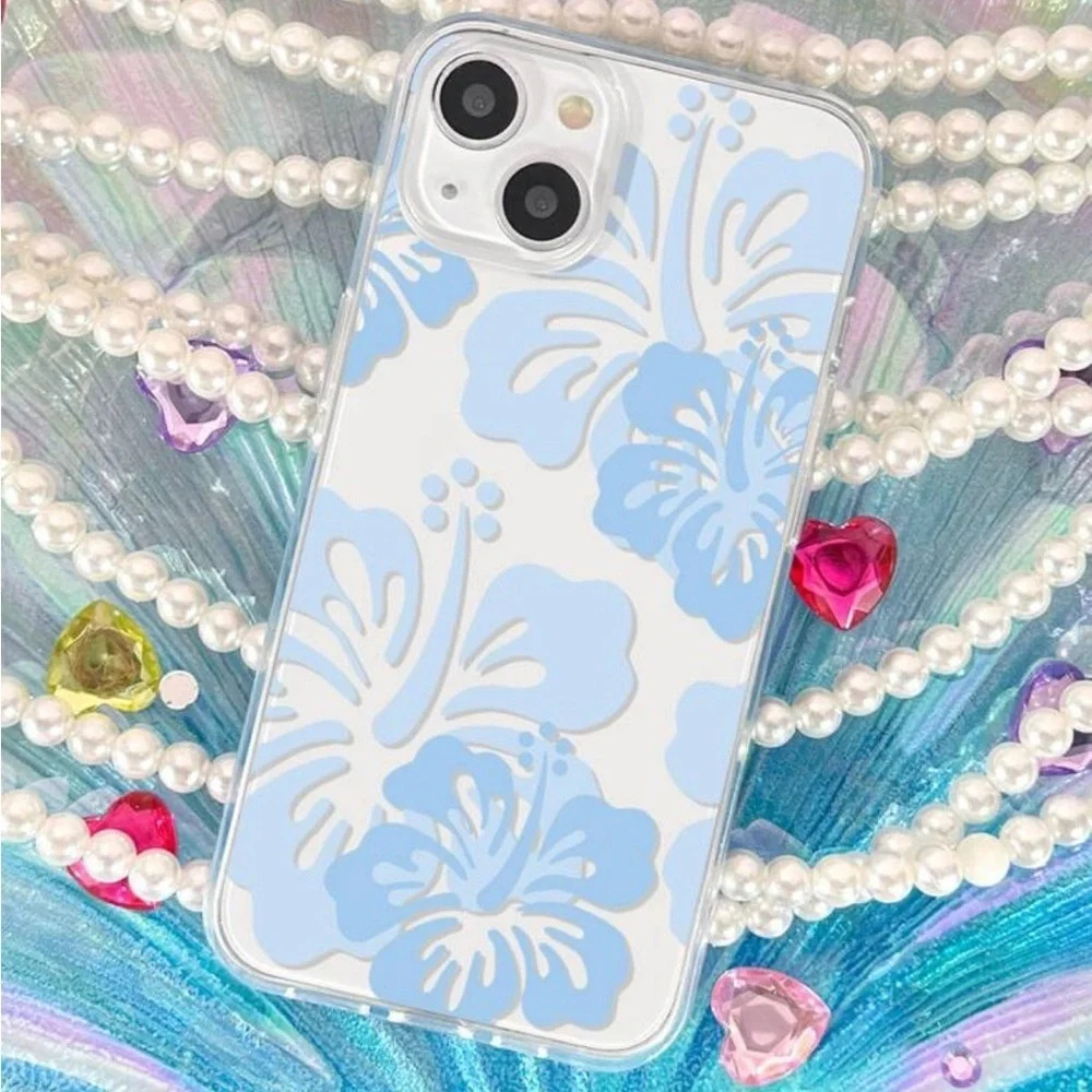 ⚠️Clearance iPhone 14/Pro/Pro Max Blue Floral Phone Case - Picture 1 of 3